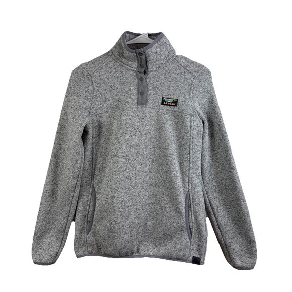 LL Bean Sweater Fleece Pullover Misses XXS Heathered Gray Neutral Outdoors - Picture 1 of 12